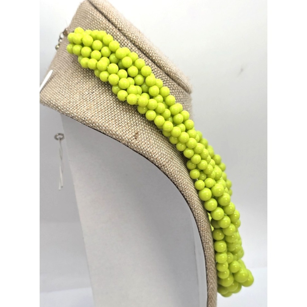 Lime Green Necklace Beaded Roped 6-Strands Lucite Graduated 18"-21" Adjust... - Picture 3 of 12